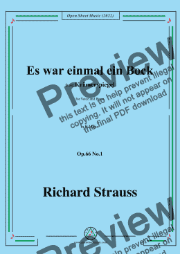 page one of Richard Strauss-Es war einmal ein Bock,in B Major,Op.66 No.1