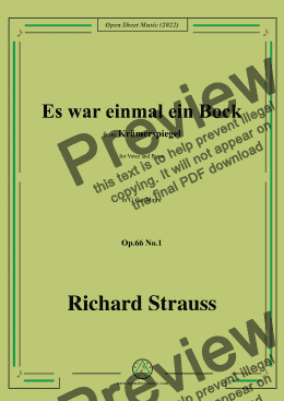 page one of Richard Strauss-Es war einmal ein Bock,in G flat Major,Op.66 No.1