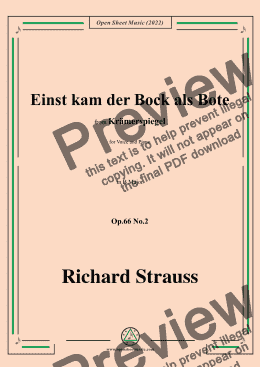 page one of Richard Strauss-Einst kam der Bock als Bote,in B Major,Op.66 No.2