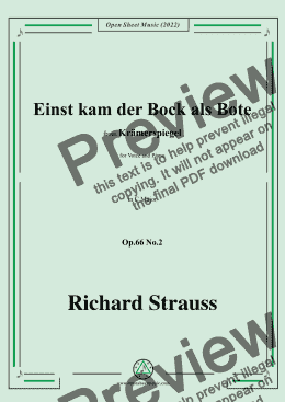 page one of Richard Strauss-Einst kam der Bock als Bote,in C Major,Op.66 No.2