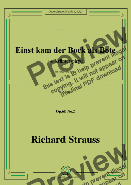 page one of Richard Strauss-Einst kam der Bock als Bote,in D Major,Op.66 No.2