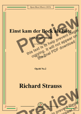 page one of Richard Strauss-Einst kam der Bock als Bote,in G flat Major,Op.66 No.2