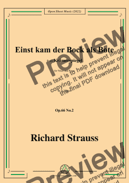 page one of Richard Strauss-Einst kam der Bock als Bote,in A Major,Op.66 No.2