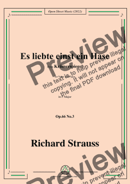 page one of Richard Strauss-Es liebte einst ein Hase,in F Major,Op.66 No.3