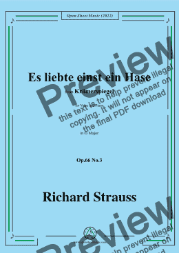 page one of Richard Strauss-Es liebte einst ein Hase,in G Major,Op.66 No.3