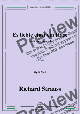 page one of Richard Strauss-Es liebte einst ein Hase,in C Major,Op.66 No.3