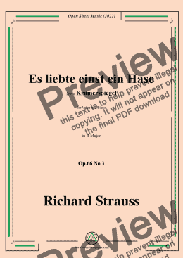 page one of Richard Strauss-Es liebte einst ein Hase,in B Major,Op.66 No.3