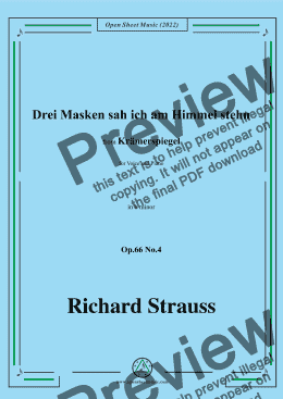 page one of Richard Strauss-Drei Masken sah ich am Himmel stehn,in b minor,Op.66 No.4