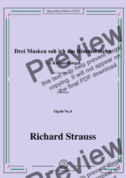 page one of Richard Strauss-Drei Masken sah ich am Himmel stehn,in d minor,Op.66 No.4