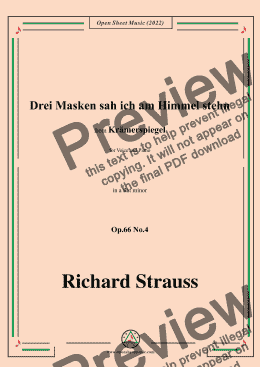 page one of Richard Strauss-Drei Masken sah ich am Himmel stehn,in a flat minor,Op.66 No.4