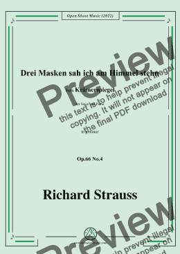 page one of Richard Strauss-Drei Masken sah ich am Himmel stehn,in g minor,Op.66 No.4