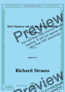 page one of Richard Strauss-Drei Masken sah ich am Himmel stehn,in f sharp minor,Op.66 No.4