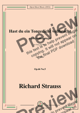 page one of Richard Strauss-Hast du ein Tongedicht vollbracht,in C Major,Op.66 No.5