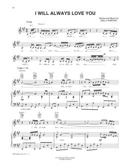 page one of I Will Always Love You (Piano, Vocal & Guitar Chords (Right-Hand Melody))