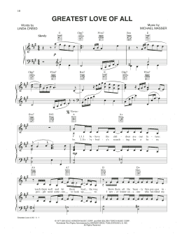 page one of The Greatest Love Of All (Piano, Vocal & Guitar Chords (Right-Hand Melody))