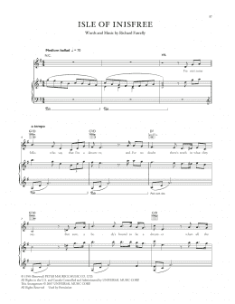 page one of The Isle Of Innisfree (Piano, Vocal & Guitar Chords (Right-Hand Melody))