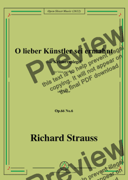 page one of Richard Strauss-O lieber Künstler sei ermahnt,in F Major,Op.66 No.6