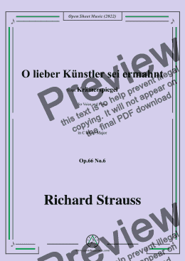 page one of Richard Strauss-O lieber Künstler sei ermahnt,in C sharp Major,Op.66 No.6