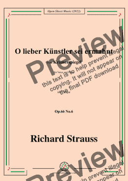 page one of Richard Strauss-O lieber Künstler sei ermahnt,in C Major,Op.66 No.6