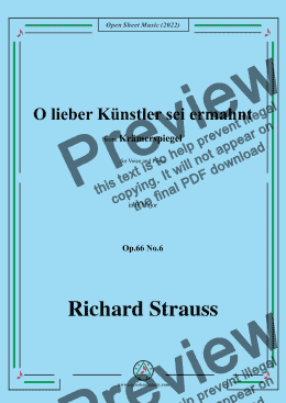 page one of Richard Strauss-O lieber Künstler sei ermahnt,in B Major,Op.66 No.6