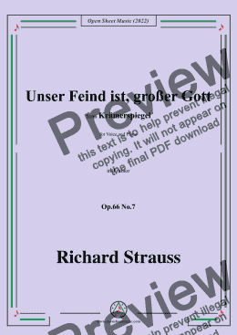 page one of Richard Strauss-Unser Feind ist,großer Gott,in d minor,Op.66 No.7