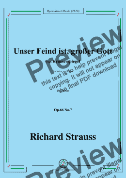 page one of Richard Strauss-Unser Feind ist,großer Gott,in e minor,Op.66 No.7