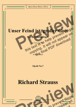 page one of Richard Strauss-Unser Feind ist,großer Gott,in b flat minor,Op.66 No.7