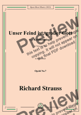 page one of Richard Strauss-Unser Feind ist,großer Gott,in a flat minor,Op.66 No.7