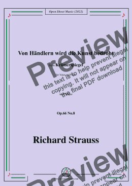 page one of Richard Strauss-Von Händlern wird die Kunst bedroht,in B Major,Op.66 No.8