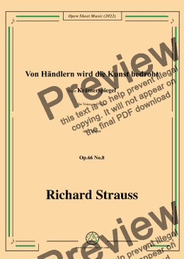 page one of Richard Strauss-Von Händlern wird die Kunst bedroht,in C Major,Op.66 No.8