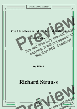 page one of Richard Strauss-Von Händlern wird die Kunst bedroht,in G Major,Op.66 No.8