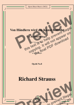 page one of Richard Strauss-Von Händlern wird die Kunst bedroht,in G flat Major,Op.66 No.8