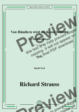 page one of Richard Strauss-Von Händlern wird die Kunst bedroht,in F Major,Op.66 No.8