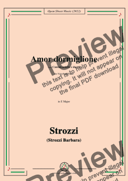 page one of Strozzi-Amor dormiglione,from Cantate,ariette e duetti,in E Major,for Voice and Piano