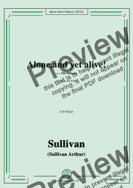 page one of Sullivan-Alone,and yet alive!from The Mikado,in B Major,for Voice and Piano