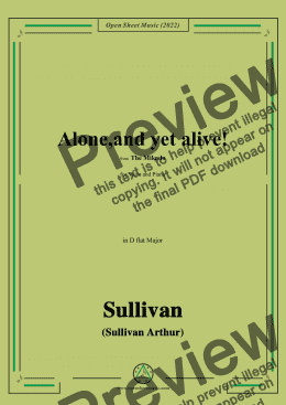 page one of Sullivan-Alone,and yet alive!from The Mikado,in D flat Major,for Voice and Piano