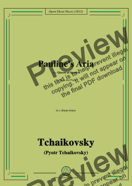 page one of Tchaikovsky-Pauline's Aria,from Queen of Spades,in c sharp minor,for Voice and Piano