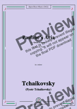 page one of Tchaikovsky-Pauline's Aria,from Queen of Spades,in c minor,for Voice and Piano