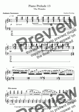 page one of Piano  Prelude 13 - The Pleiades