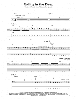 page one of Rolling In The Deep (Easy Bass Tab)