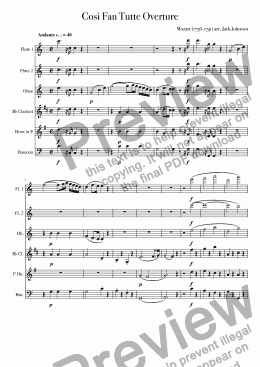 page one of Così Fan Tutte Overture for Wind Sextet