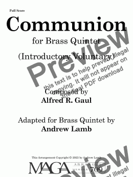 page one of Alfred R. Gaul | Communion | for Brass Quintet