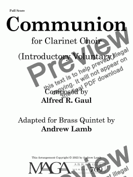 page one of Communion (by Alfred R. Gaul, arr. for Clarinet Choir 5- part)