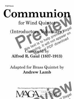 page one of Communion (by Alfred R. Gaul, arr. for Wind Quintet)