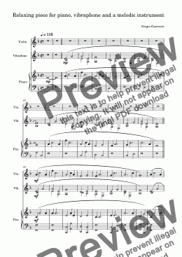 page one of Relaxing piece for piano, vibraphone and a melodic instrument