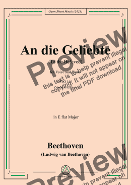 page one of Beethoven-An die Geliebte(To the Beloved),in E flat Major