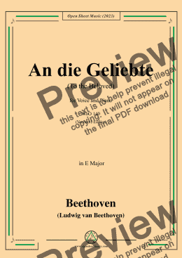 page one of Beethoven-An die Geliebte(To the Beloved),in E Major