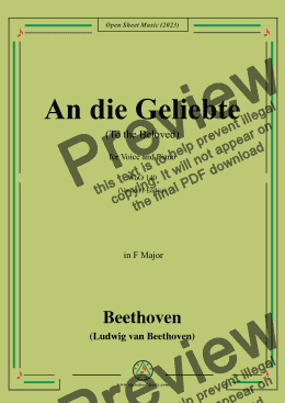 page one of Beethoven-An die Geliebte(To the Beloved),in F Major