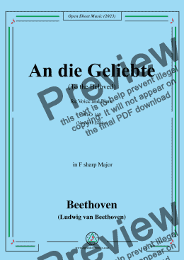 page one of Beethoven-An die Geliebte(To the Beloved),in F sharp Major