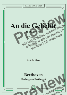 page one of Beethoven-An die Geliebte(To the Beloved),in A flat Major